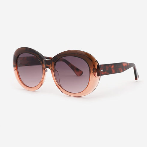 Cambered Round Acetate Unisex Sunglasses 21A8090